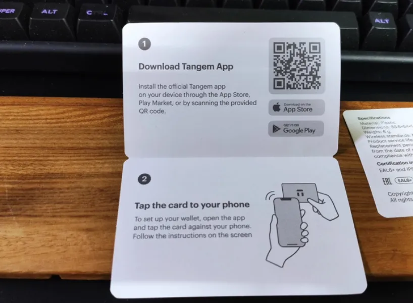 Tangem 冷錢包啟用教學示意圖(掃 QR code 下載APP)/ 圖取自網路