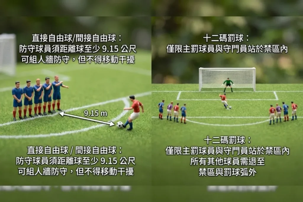 足球罰球規則：防守方距離與人牆規範